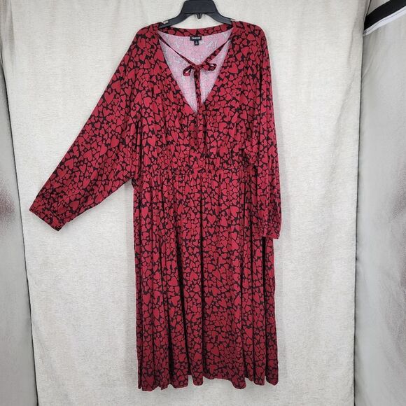 Torrid Midi Challis Skater Dress Red Heart Patterned Dress Women's Plus Size 5X - Picture 5 of 15